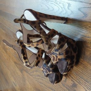 Miu Miu leopard calf hair platform sandals